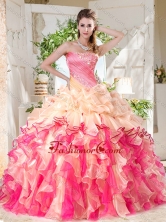 Cheap Big Puffy Colorful Quinceanera Gown with Beading and Ruffles SJQDDT701002FOR
