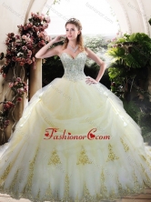Custom Designed White Quinceanera Gown with Appliques and Beading XFQD1069FOR