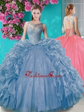 Elegant Open Back Beaded and Ruffled Sweet 16 Dress with Removable Skirt SJQDDT671002FOR