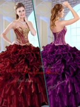 Gorgeous Ball Gown Taffeta Wine Red Quinceanera Gowns with Pick Ups QDDTI1002FOR