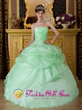 Jaen Peru Apple Green With Strapless Beads And Ruffles Decorate  Sweet 16 Quinseanera Dress Style QDZY208FOR