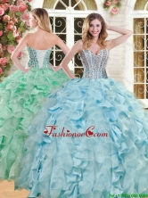 Luxurious Big Puffy Light Blue Quinceanera Dress with Beading and Ruffles YSQD004FOR