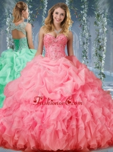 Luxurious Organza Big Puffy Watermelon Sweet 16 Dress with Beading and RufflesSJQDDT571002FOR