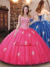 Modern Tulle Beaded and Applique Quinceanera Dress in Hot Pink XFQD1045FOR