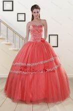 New Style Beaded Watermelon Quinceanera Dresses for 2015 XFNAO802FOR