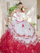 Popular Big Puffy Bubble Beaded and Ruffled Quinceanera Dress with Asymmetrical Neckline SJQDDT695002FOR