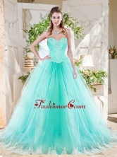 Romantic Beaded Bodice and Applique Tulle Quinceanera Dress in Mint SJQDDT709002FOR