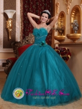 San Vicente de Canete Peru Hand Made Flowers Teal Unique Quinceanera Dress For 2013 With Sweetheart In Soecial Design Style QDZY699FOR
