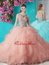 See Through Open Back Beaded and Ruffled Quinceanera Dress in Organza SJQDDT669002FOR