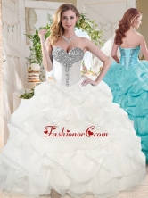 White Ball Gowns Beaded and Bubbles Quinceanera Dress with Sweetheart SJQDDT691002FOR
