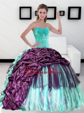 2015 Colorful Sweetheart Quinceanera Dress with Pick up and Ruffles QDDTB1002FOR