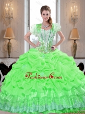 2015 Fall New Arrival Quinceanera Dresses with Appliques and Pick Ups in Spring Green SJQDDT40002-3FOR