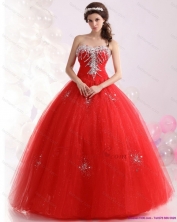 2015 The Most Popular Sweetheart Red Sweet Sixteen Dresses with Rhinestones WMDQD024FOR