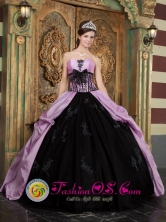 Appliques Lovely Lavender and Black Strapless Taffeta and Ball Gown For 2013 Quinceanera Dress in Rio Branco Uruguay  Wholesale Style QDZY263FOR