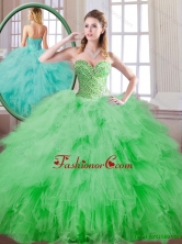 Beautiful Spring Green Sweet 16 Dresses with Beading for 2016 SJQDDT172002-2FOR