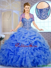 Best Selling Beading and Ruffles Quinceanera Dresses in Blue SJQDDT163002F-1FOR