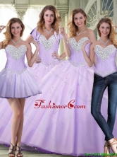 Elegant 2015 Fall Beaded and Appliques Lavender Quinceanera Dresses SJQDDT85001FOR