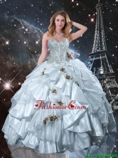 Fashionable 2016 Fall Sweetheart Appliques Quinceanera Dresses in White QDDTA98002FOR