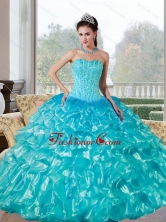 Gorgeous Beading and Ruffles Sweetheart Quinceanera Dresses for 2015 QDDTD14002FOR
