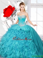 Hot Sale Ball Gown Quinceanera Gowns with Beading and Ruffles SJQDDT124002FOR