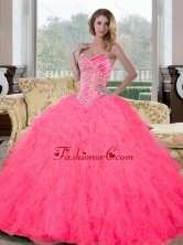 Inexpensive Sweetheart Beading and Ruffles Quinceanera Gown for 2015 QDDTC28002-2FOR
