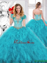 Modest Beading Sweetheart Quinceanera Dresses in Aqua Blue SJQDDT140002FOR