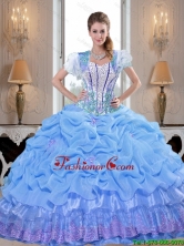 New Style 2015 Winter Baby Blue Quinceanera Dresses with Appliques and Pick Ups SJQDDT40002-2FOR