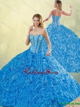 New Style Blue Quinceanera Dresses with Brush Train for 2016 SJQDDT196002-3FOR