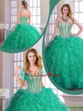 Perfect Turquoise Sweet 16 Dresses with Beading and Ruffles SJQDDT166002FOR