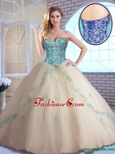Pretty Champagne Quinceanera Dresses with Appliques and Beading SJQDDT163002BFOR