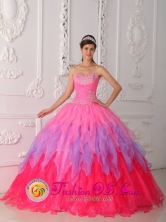 Quinceanera 2013 Colorful Dress With Ruched Bodice and Beaded Decorate Bust   IN Tranqueras Uruguay Style QDZY354FOR