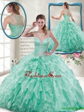 Summer Pretty Mint Quinceanera Gowns with Beading and Ruffles SJQDDT114002AFOR