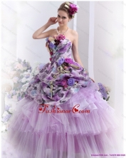 The Most Popular 2015 Multi Color Sweet Sixteen Dresses with Hand Made Flowers and Ruffles WMDQD017FOR