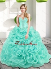 The Most Popular Beading and Rolling Flowers 2015 Quinceanera Dresses in Aqua Blue SJQDDT17002-4FOR