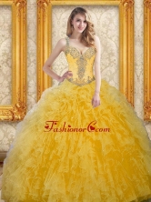 The Most Popular Beading and Ruffles Dress for Quinceanera in Yellow SJQDDT27002-2FOR