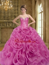 The Most Popular Fuchsia Quinceanera Gown with Beading and Rolling Flowers SJQDDT19002FOR