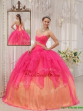 The Most Popular Hot Pink Strapless Quinceanera Gowns with Beading  QDZY370BFOR