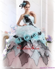 The Most Popular Ruffles Multi Color 2015 Quinceanera Dresses with Hand Made Flowers WMDQD003FOR
