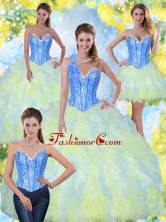 The Most Popular Sweetheart Beading and Ruffles 2015 Quinceanera Dresses in Multi Color SJQDDT21001-1FOR