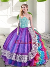The Most Popular Sweetheart Multi Color Quinceanera Dresses with Beading and Ruffles QDDTA63002FOR