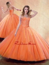 2016 Pretty Ball Gown Sweetheart Orange Quinceanera Dresses with Beading SJQDDT398002FOR