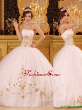 Recommended White Strapless Quinceanera Dresses with Appliques  QDZY089BFOR