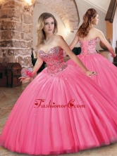 Cheap Beaded Bodice Really Puffy Quinceanera Dress in Hot Pink XFQD1047FOR