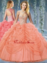 Classical Beaded and Bubble Big Puffy Organze Sweet 16 Dress in Organza RedSJQDDT598002FOR