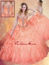 Fashionable Straps Ball Gown Sweet 16 Dresses with Ruffles and Appliques SJQDDT422002FOR