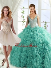 Gorgeous Rolling Flowers Deep V Neck Detachable Sweet 16 Dresses with Cap SleevesSJQDDT554002FOR