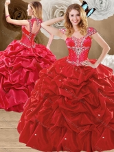 Lovely Beading and Pick Ups Sweet 16 Gowns with Brush Train SJQDDT475002-1FOR