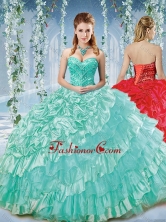 Modest Beaded and Ruffled Big Puffy Sweet 16 Dress in Organza and Taffeta SJQDDT582002FOR