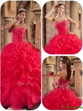 Recommended Coral Red Ball Gown Floor Length Ruffles Quinceanera Dresses  QDZY034-2AFOR