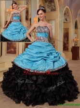 Recommended Blue and Black Ball Gown Strapless Quinceanera Dresses  QDZY434AFOR